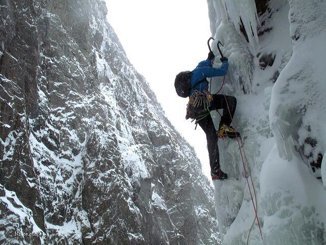 Michael Wejchert starts up a pitch of WI5 on an 800-foot route in Gros Morne National Park, Newfoundland.  Stay tuned for more as their trip unfolds!