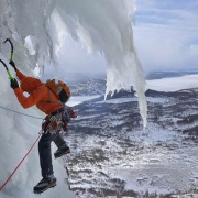 Ryan climbing some exposed ice during the trip - Alden Pellett