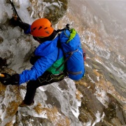 Doug Millen Climbing early season ice