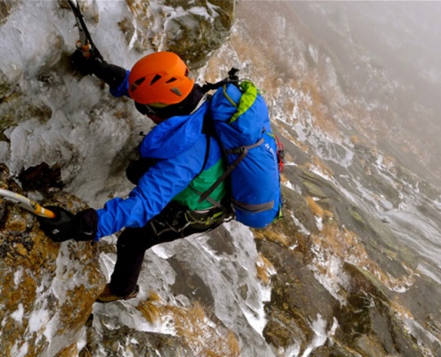 Doug Millen Climbing early season ice