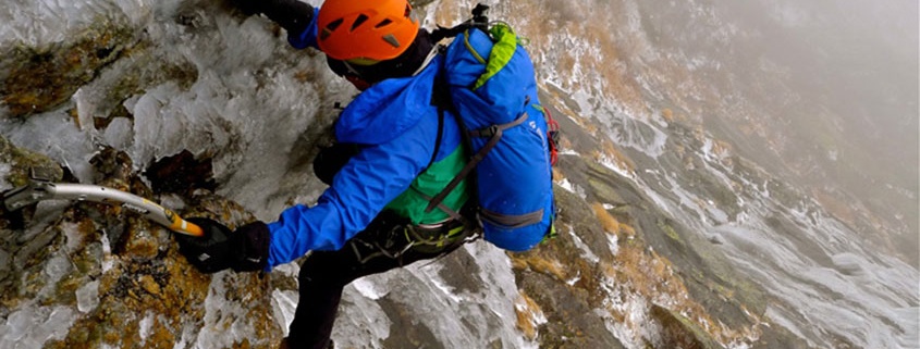 Doug Millen Climbing early season ice