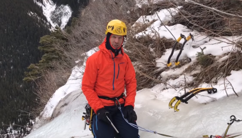 Naked A thread rappel anchor : North East Ice