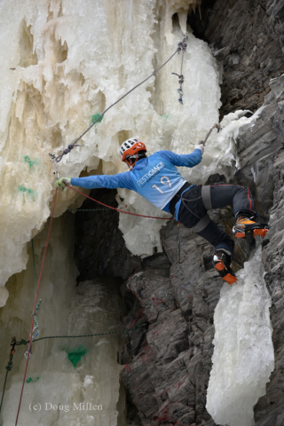 Pierre making the clip after exiting the ice cave.